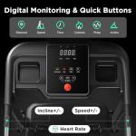 YUEJIQI Treadmill with 0-15% Auto Incline, 3.5HP Quiet Brushless Foldable Treadmills for Home, Small Space Portable Running Walking Machine, 300 Lbs Capacity with Bluetooth APP & Pulse Monitor