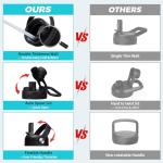 32/40/64OZ Insulated Water Bottle - Keep Cold 48H Hot 24H, Combo Straw/Spout Lids, Paracord Handle for Gym/Hiking, Carrier Bag +Strap, Cup Mat, BPA-Free Stainless Steel Flask Jug