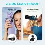 32/40/64OZ Insulated Water Bottle - Keep Cold 48H Hot 24H, Combo Straw/Spout Lids, Paracord Handle for Gym/Hiking, Carrier Bag +Strap, Cup Mat, BPA-Free Stainless Steel Flask Jug