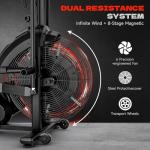Eryntix Air Bike | Magnetic & Air Resistance Exercise Bike | Adjustable Dual-Action Handlebars | APP-Connected Home Cardio Equipment (Carbon Black)