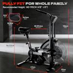 Eryntix Air Bike | Magnetic & Air Resistance Exercise Bike | Adjustable Dual-Action Handlebars | APP-Connected Home Cardio Equipment (Carbon Black)
