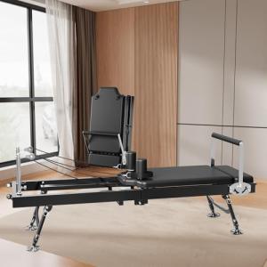 AzureHaven Pilates Reformer Machine for Home, 78" Foldable Reformer with Adjustable Resistance, 5 Elastic Cords, Professional Home Gym Equipment
