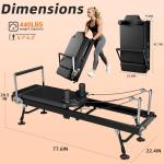 AzureHaven Pilates Reformer Machine for Home, 78" Foldable Reformer with Adjustable Resistance, 5 Elastic Cords, Professional Home Gym Equipment