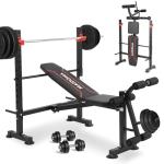 MAIDOMA 750LBS Adjustable Weight Bench Set for Full Body Workout, Foldable Bench Press with Leg Curl/Extension, Standard Workout Bench Set for US Home Gym