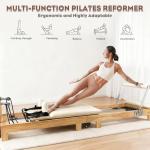 94.5"Pilates Reformer, Wooden Foldable Reformer Pilates Machine with 5 Springs, Quick-Assembly Studio Grade Pilates Reformer Machine, Pilates equipment with Sitting Box, Jump Board for Home Use&Studio