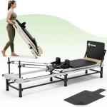 PAETA Pilates Reformer, 91" Foldable Reformer Pilates Machine with Adjustable Reformer Heights, Pilates Equipment with Piano Wire Spings and Jump Boards(Black)