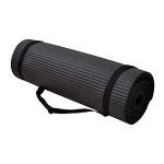 Fitvids All Purpose 1/2-Inch Extra Thick High Density Anti-Tear Exercise Yoga Mat and Knee Pad with Carrying Strap, Black