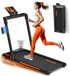 Treadmill with Speaker, 6-in-1 7.5MPH Foldable Treadmill for Home with App Compatible, Walking Pad with 10% Incline, LED Display, 3.0HP Brushless Drive, 350 LB Weight Capacity, 12 HIIT Programs