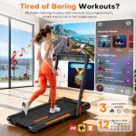 Treadmill with Speaker, 6-in-1 7.5MPH Foldable Treadmill for Home with App Compatible, Walking Pad with 10% Incline, LED Display, 3.0HP Brushless Drive, 350 LB Weight Capacity, 12 HIIT Programs