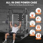 Power Cage, 2000LB Power Rack with Independent Dual Pulley System, Multi-Function Home Gym Workout Machine for Maximum Stability & Strength Training