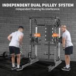 Power Cage, 2000LB Power Rack with Independent Dual Pulley System, Multi-Function Home Gym Workout Machine for Maximum Stability & Strength Training