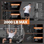 Power Cage, 2000LB Power Rack with Independent Dual Pulley System, Multi-Function Home Gym Workout Machine for Maximum Stability & Strength Training