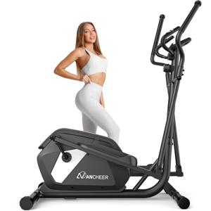 ANCHEER Elliptical Exercise Machine,Elliptical Machine for Home with Ultra-Smooth Magnetic Drive,14 Levels Resistance Elliptical Trainer,Cardio Machines with LCD Monitor Device Holder,15" Stride