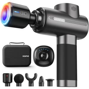 RENPHO Active Thermacool Massage Gun Deep Tissue, Back Massager Therapy with Carry Case, FSA Approved, Percussion Body Masajeador for Men Women Athletes Back Upgrade, HSA, Gray