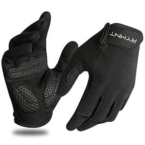 RYMNT Full Fingers Workout Gloves for Women Men-Gym Glove for Women Weight Lifting, Exercise Fitness Gloves-Touch Screen-Extra Grip Foam-Padded-Anti-Slip for Fitness,Training,Cycling.Black-Small