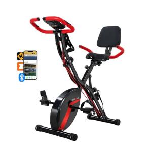 BARWING Stationary Exercise Bike for Home Workout, 5 IN 1 Foldable Indoor Cycling Bike for Seniors, 350LB Capacity, 16-Level Magnetic Resistance, Comfortable Seat Backrest
