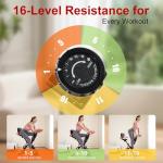 BARWING Stationary Exercise Bike for Home Workout, 5 IN 1 Foldable Indoor Cycling Bike for Seniors, 350LB Capacity, 16-Level Magnetic Resistance, Comfortable Seat Backrest