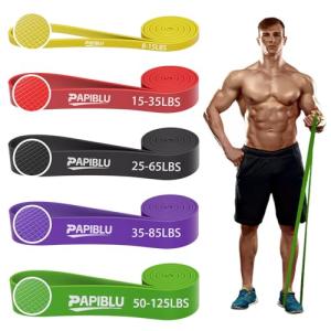 PAPIBLU Pull Up Bands, Resistance Bands Set for Pull-Up Assistance, Exercise Bands with Door Anchor & Grip Pads for Men & Women Working Out, Physical Therapy, Muscle Training - Multicolor