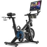 MERACH Exercise Bike, Brake Pad Stationary Bike with Exclusive App, Low Noise Indoor Cycling Bike with 270lbs Weight Capacity, Tablet Mount and Fitness Courses for Weight Loss-Blue