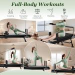 KEY2FUN Pilates Reformer, Foldable Reformer Pilates Machine with Adjustable Reformer Heights, Up to 440 LBS Weight Capacity Suitable for Home Use and Studio, Advanced and Beginners Users