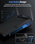 WELLFIT Auto Incline Treadmill, 15% Incline Heavyduty Treadmill with Pulse Sensor, 4.5HP, 10 MPH, 500 lbs Capacity, 20'' x 55'' Running Area Treadmills with Bluetooth Player & LED Display
