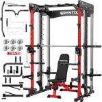 Smith Machine Home Gym, Eryntix All-in-One Power Cage with Cable Crossover, Squat Rack, LAT Pulldown & Pull-Up Bar, 2600LBS Capacity Home Gym Equipment with 18 Attachments for Strength Training