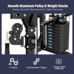 Major Fitness Drone2 Premium Smith△ Machine, All-in-One Home Gym Squat Rack with Aluminum Pulley Set, Weight Bar (SL D2AW Package(with Black Bench+230lb))