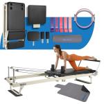 BIOCOR 2ND Gen 92" Extended Pilates Reformer, Foldable Pilates Machine with Pilates Ring Circle & Headrest, Jumpboard, Dual Resistance Springs, Yoga Bands, Mat, Pilates Equipment for Home Workout
