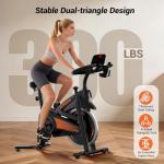 CURSOR FITNESS Exercise Bike, Quiet Belt Drive Stationary Bike for Home with 0-100 Resistance & App, 300 LB High Carbon Steel Training Bike, Indoor Cycling Bike with Tablet Holder and Heart Rate