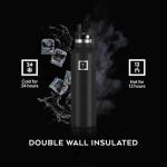 IRON °FLASK Camping & Hiking Hydration Flask with Straw, BPA-Free Insulated Stainless Steel Sports Water Bottle - 24 oz Midnight Black