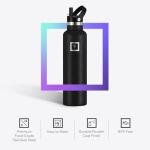 IRON °FLASK Camping & Hiking Hydration Flask with Straw, BPA-Free Insulated Stainless Steel Sports Water Bottle - 24 oz Midnight Black