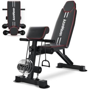 AzureHaven Adjustable Weight Bench, Foldable Incline Decline Flat Workout Bench for Home Gym Full Body Dumbbell Exercise, 660LBS Capacity (Black)