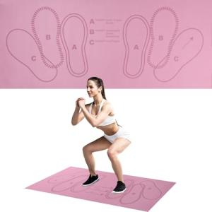 Squat Mat with Foot Position,Large Squat Target Pad 30'' X 13.8'',4mm Thickness Squat Mat Foot Positioning, Exercise Mat for Squats, Leg and Abdominal Workouts (Pink)