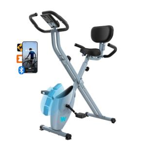 BARWING Exercise Bike Stationary Bikes for Home with APP，3 in 1 Folding Exercise Bikes for Seniors, Indoor Cycling Workout Bike 16-Level Adjustable Resistance,330LB Capacity,Comfortable Seat Backrest Grey