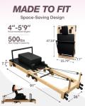 Foldable Pilates Reformer Machine - 91 in Easy Assembly with Included Sitting Box, Jumpboard, and Accessories - Wooden Foldable Reformer Pilates Machine for Home Workout or Professional Studio