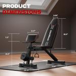 AzureHaven Adjustable Weight Bench, Foldable Incline Decline Flat Workout Bench for Home Gym Full Body Dumbbell Exercise, 660LBS Capacity (Black)