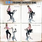 BARWING Exercise Bike Stationary Bikes for Home with APP，3 in 1 Folding Exercise Bikes for Seniors, Indoor Cycling Workout Bike 16-Level Adjustable Resistance,330LB Capacity,Comfortable Seat Backrest Grey
