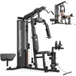 Sportsroyals Home Gym Equipment, 150LBS Weight Stack, Full Body Workout Machine with Pulley System for Strength Training (Ink Black)