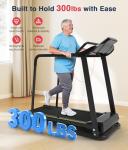 Redliro Walking Treadmill with Long Handrail for Balance, Recovery Fitness Exercise Machine Foldable for Home use with Holder for Phone & Cup,LCD Display, 300 lbs Capacity