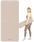 Foldable Yoga Mat Extra Wide & Long,Thin yoga mat (75" x 31" x 0.24"), Non-Slip Exercise Mat for Yoga, Pilates, Home Workouts, Portable Fitness Mat with Double-Sided Grip, Multi-Purpose Workout Mat for Gym, Travel (Cream)