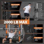 GarveeLife Power Cage, 2000 LB Squat Rack with Dual Pulley Cable Crossover, Multi-Function Home Gym Power Rack with Attachments, Full Body Strength Training Equipment for Home