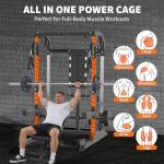GarveeLife Power Cage, 2000 LB Squat Rack with Dual Pulley Cable Crossover, Multi-Function Home Gym Power Rack with Attachments, Full Body Strength Training Equipment for Home