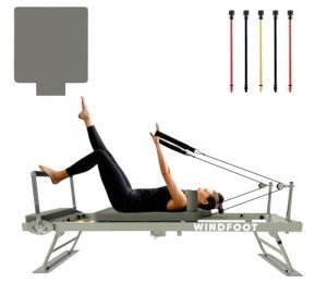 Foldable Pilates Reformer with Jump Board & Resistance Cords