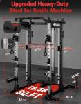 GarveeLife Smith Machine Home Gym, 2200 LBS Squat Rack Power Cage, All in One Home Gym Workout Station with Smith Bar, LAT Pull-Down, Cable Crossover System and More Attachments