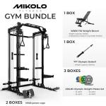 Mikolo Power Cage, 2000LB Power Rack with Independent Dual Pulley System, Multifunction Home Gym Workout Machine for Cable Crossover (Black Package)