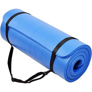 BalanceFrom GoCloud 71x24 Inches Extra Thick Yoga Mat 1-Inch High-Density Foam – Roll-Up Exercise Pad with Double-Sided Non-Slip Surface and Carrying Strap for Pilates and Home Workouts