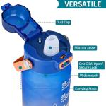 Gulex Motivational Water Bottle 32oz with Time Marker- Leakproof & BPA Free Sports Water Bottle with Straw & Carry Strap for Gym, Travel and Outdoor Sports (Blue/Orange Gradient)