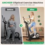 Elliptical Exercise Machine, ANCHEER Elliptical Machine 550Lbs Max Weight, Ultra-Silent Foldable Elliptical Machine, Exercise Equipment for Home Gym,16 Resistance Levels & Pulse Rate Grips