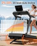 UMAY Fitness Treadmill with 20% Auto Incline,400LB Capacity,4.0HP & 9.5 MPH Speed,Foldable 55"x18"Ultra Large Wide Walking & Running Area Treadmill for Home with Handle (auto 20% Incline)