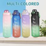 Gulex Motivational Water Bottle 32oz with Time Marker- Leakproof & BPA Free Sports Water Bottle with Straw & Carry Strap for Gym, Travel and Outdoor Sports (Blue/Orange Gradient)